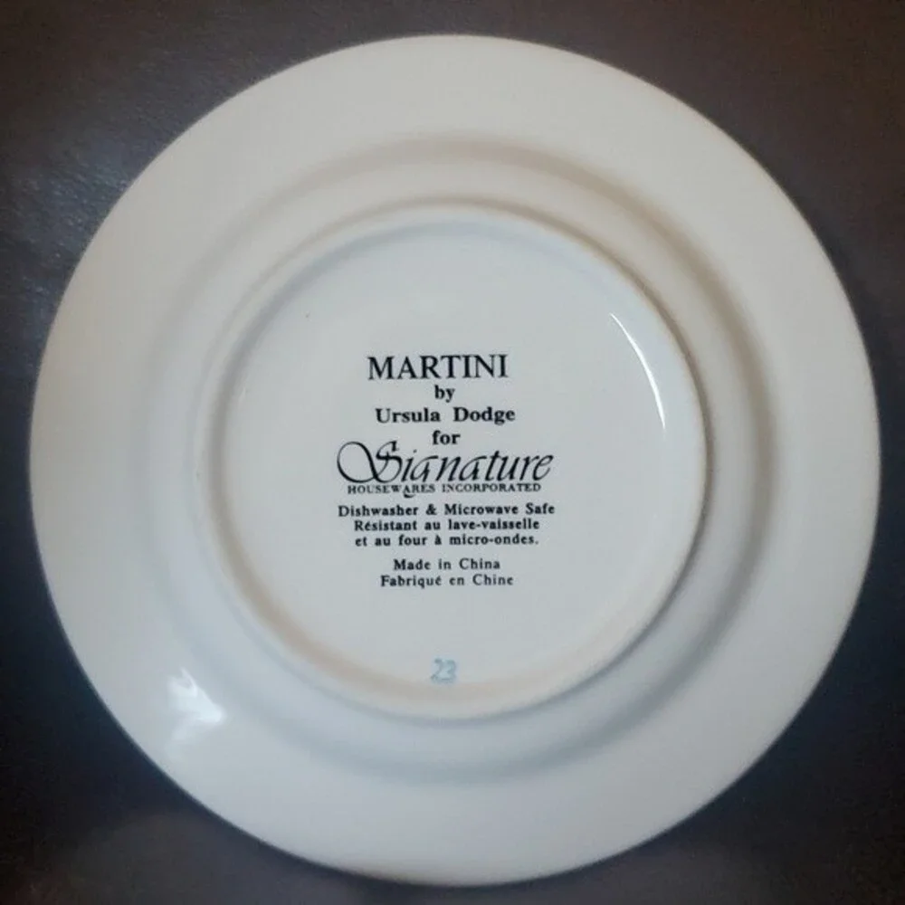 6 Signature Martini Appetizer Canape Plates 6 3/4